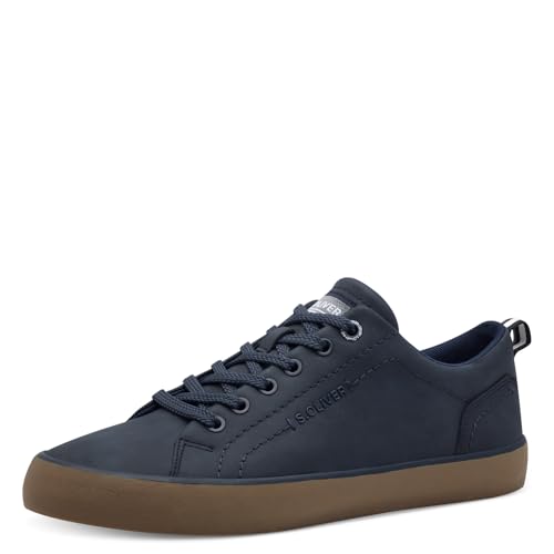 s.Oliver Herren Sneaker flach mit Schnürsenkeln Low Top, Blau (Navy), 44 EU