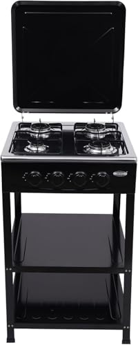 4 Burner Gas Stove, Portable Gas Stove with Support Leg Stand and Wind Blocking Cover Adapter, Stainless Steel Gas Stove, Manual Ignition Camping Stove for RV, Apartment, Outdoor Cooking