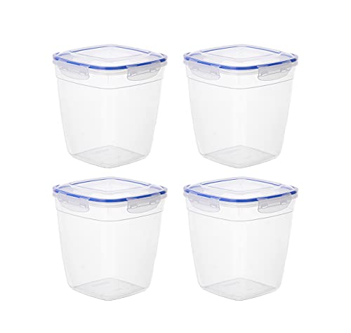 Superio Plastic Food Storage Containers with airtight Lid for Pantry, Fridge- BPA Free, Leakproof Sealed Container- Microwave, Dishwasher and Freezer Safe, Clear (14 Cup- 4 Pack)