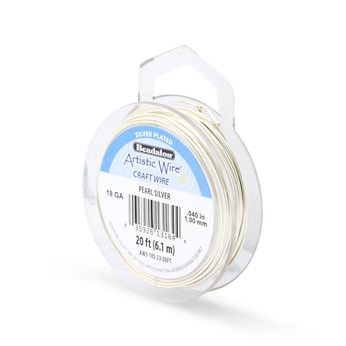 Image of Artistic Wire, 18 Gauge Silver Plated Tarnish Resistant Colored Copper Craft Wire, Pearl Silver, 20 ft
