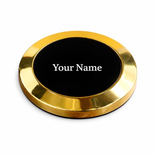Image of Giftana Personalized Gold Round Paper Weight for Office Table, Smooth Finish Office & Home Stationery Accessory, Paperweight Showpiece Gift for Men & Women, Corporate Gift for Employees