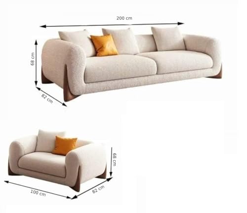 Image of Modern Classic 5 Seater Sofa Couch Fabric & Valvet Tufted Chesterfield Sofa Living Room and Office (Boucle Green 3+1+1) | Premium Material