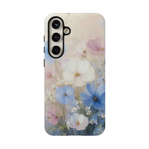 Coque Galaxy S24 Plus bleu pastel fleurie pour le bureau