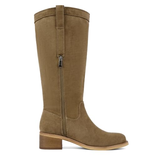 Image of QIY Knee High Boots for Women Low Heel Flat Tall Boots