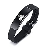 Wikinger Armband für Kinder Männer Frauen, Verstellbares Silikon Nordisch Triskele Rune Armband, Nordischer Krieger Runen Schutz Armreif, Pegan Celtic Amulett Schmuck für Wikinger Fans, Schwarz