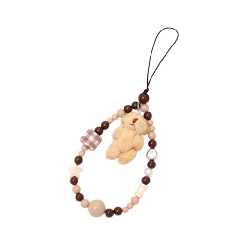 Lanyard para teléfono móvil de oso marrón con pulsera charm de PP