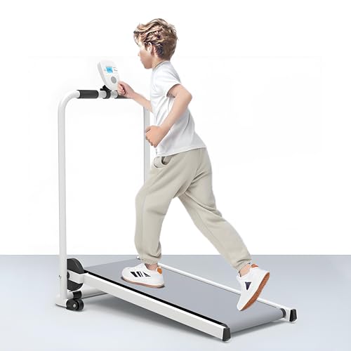 Image of Foldable Kids Treadmill - Self-Propelled Indoor Exercise Machine for Ages 3-15, Compact Workout Equipment with Display, Ideal for Home Play Gym Fitness