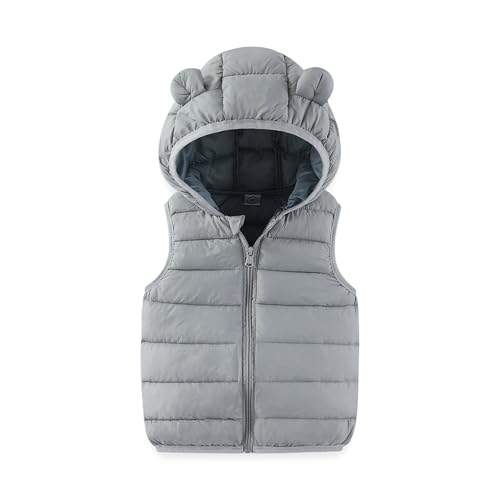 Kids Puffer Vests with Bear Ears Zip Up Hoodie Down Coat Sleeveless Quilted Jacket Lightweight Outerwear