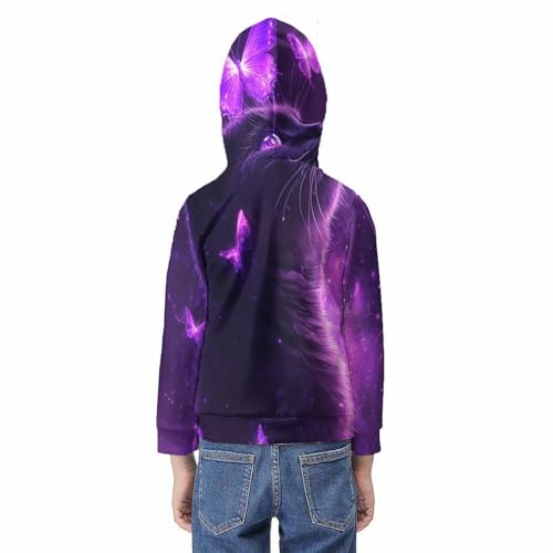 Sweat-shirt à capuche imprimé chat 3D pull ado 12-14 ans