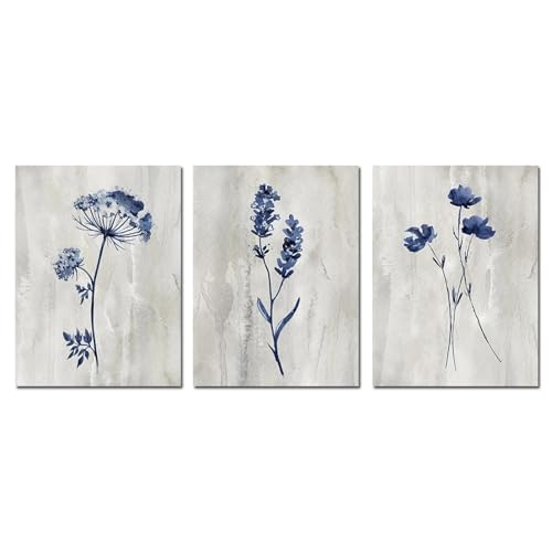 Peinture à l'aquarelle XINBAO fleurs bleues, affiches d'art sur toile premium pour salon 60x80