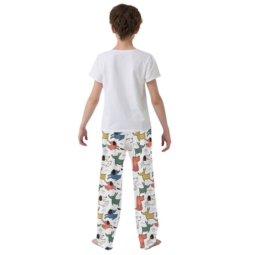 ZZXXB Cute Puppy Dog Boys Long Pants Soft Trousers Elastic Waist Kids Lounge Bottoms with Pockets S-XL3