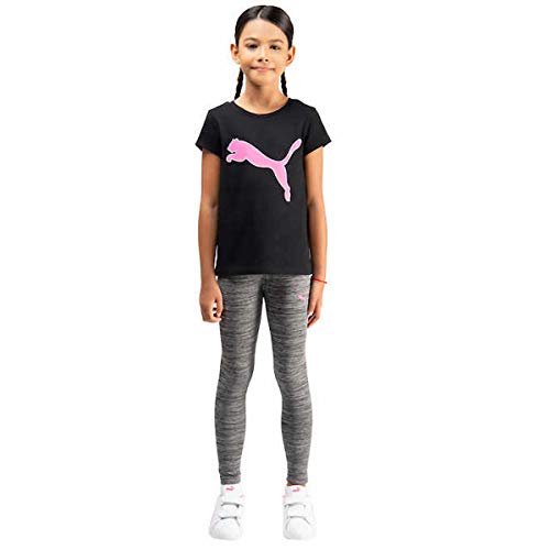 PUMA Little Girl's 3 Piece Active Set, Short Sleeve Shirt, Long Sleeve Hooded Tee, and Legging (Light Pink, XX-Small-3/4)4