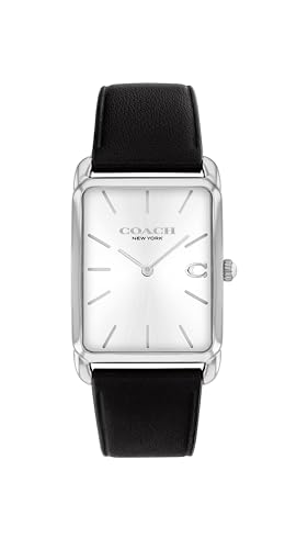 Coach Elliot Mens 2H Quartz Watch - Leather Strap - Tank Case - for Day or Night wear - Gift for Him - 26mm
