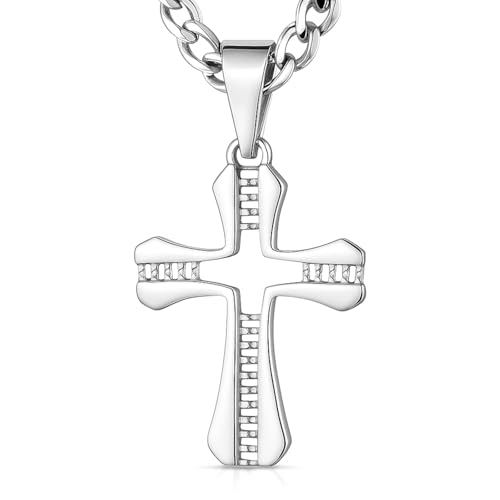 Collier homme pendentif croix argent 925 avec son écrin à bijoux