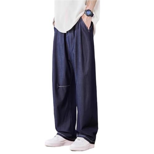 LIXINGHEITANG Tennis Jeans Mens Summer American Trousers Loose Draped straightleg Pants