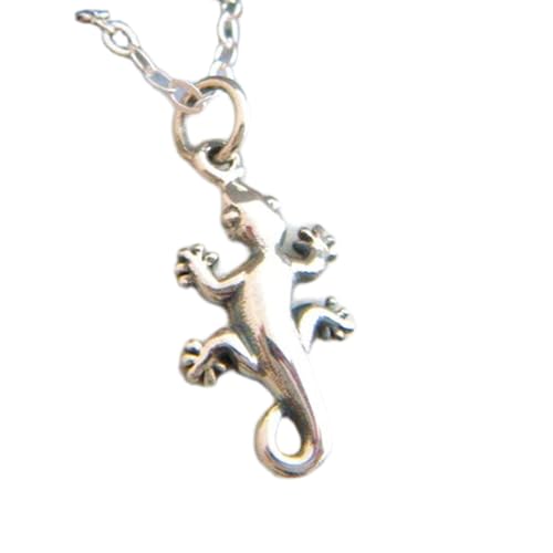 Collier gecko en argent sterling 925, pendentif de haute précision avec chaîne 45 cm