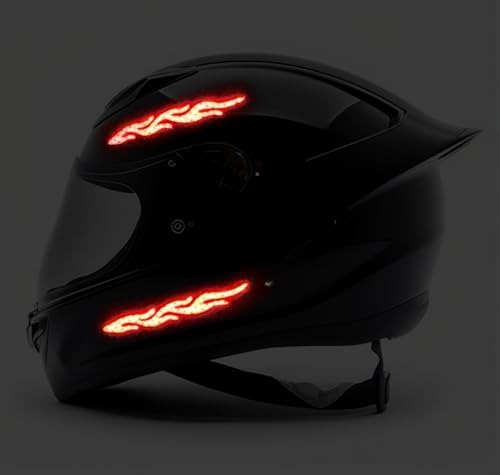 Image of customTAYLOR33 High-Intensity Grade Premium Reflective Tribal Flame Helmet Decals, Motorcycle Safety Sticker Decals (Red)