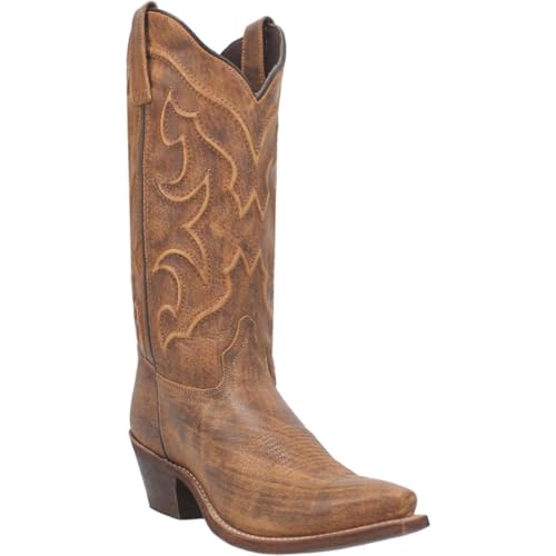 Image of Laredo Womens Reva Embossed Snip Toe Pull On Casual Boots Mid Calf Low Heel 1-2 inch - Brown
