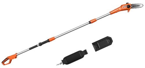 Cordless Pole Saw (NO BATTERY) Compatible with Dewalt 20V Battery, 8 Inch Electric Pole Saw with Extension Pole 14.3 FT Max, Pole Saws for Tree Trimming, 13 FT/S Cutting speed Auto Lubrication System