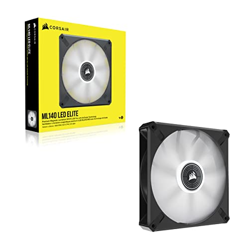 Image of Corsair ML140 LED Elite, 140mm Magnetic Levitation White LED Fan with AirGuide, Single Pack, Black