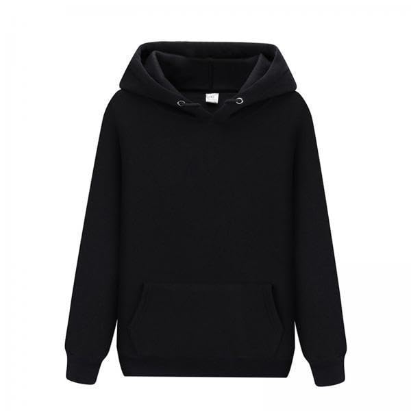 2xWomen Men Hooded Sweatshirt Plain Soft Long Sleeve Loose Pullover Hoodies Black M-image-47