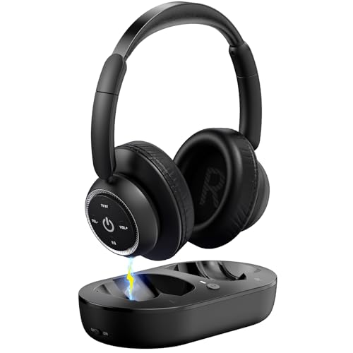 Rosida-Wireless-Headphones-for-TV-Watching-TV-Headphones-Wireless-for-Seniors-with-TV-Transmitter-Charging-Base-Bluetooth-Headphones-for-TV-No-Audio-Delay-Gift-for-the-Seniors-or-ParentsBlackGray