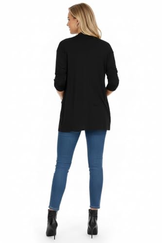 Image of ToBeInStyle Womens Open Front Long Sleeve Lightweight Asymmetrical Draped Cardigan with Side Pockets