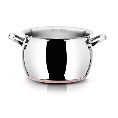 Giannini LaBond Pentola 12,3 litri ø 28 x h 20 cm Acciaio Inox Adatta all'induzione Fondo 5 strati con rame