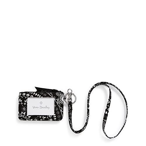 Vera Bradley Women's Cotton Zip Id Case And Lanyard Combo, Black Bandana Medallion, One Size #TOP3