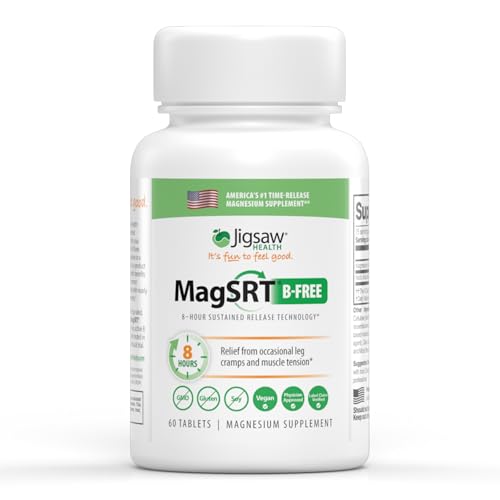 Jigsaw Health MagSRT (B-Free) | Premium, Organic, Slow Release Magnesium Supplement | Active, Bioavailable Magnesium Malate Tablets | 60 Tablets | 15 Servings