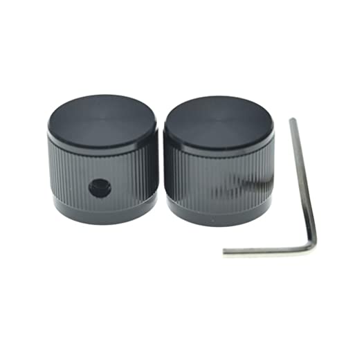 Kaish 2Pcs 53/64"(21Mm) Diam. Aluminium Potentiometer Knobs 1/4" Universal Metal Pot Control Knobs W/Set Screw For Guitar/Bass/Efffect Pedal/Amplifier Amps/Preamps/Audio Equipments Black #TOP11