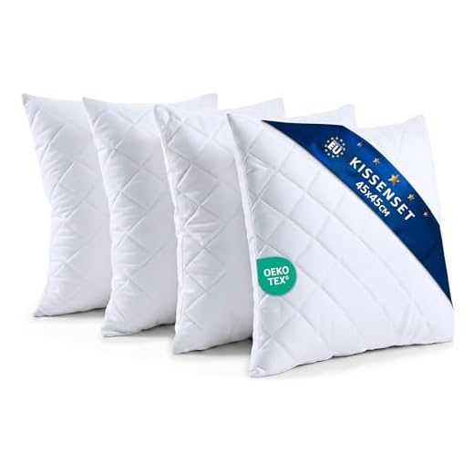 Kopfkissen 4er Set 45x45 cm Steppkissen Mikrofaser - Kissen für Allergiker füllkissen Bettkissen Schlafkissen weiß Pillow 4 Kopfkissen 4er Set 45x45 cm Steppkissen Mikrofaser - Kissen für Allergiker füllkissen Bettkissen Schlafkissen weiß Pillow
