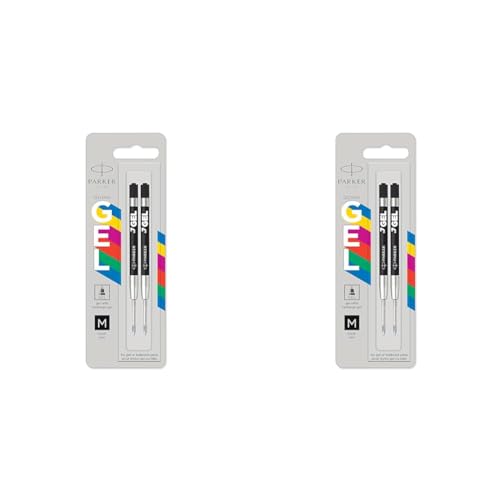 PARKER Jotter Originals ricariche di inchiostro gel, Ricariche di inchiostro gel nero, punta media (0,7 mm), 2 pezzi (Confezione da 2)