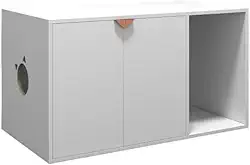 Banheiro Sanitário Fechado para Gatos em Madeira MDP – Design Moderno com Porta, Privacidade e Higiene para seu Pet (Não aplicável)