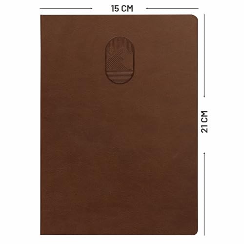 Image of Anupam Hexy A5 Unruled, Notebook | 192 Pages, 80 GSM Plain Journal | Leather Textured PU | 2026 Office Notebook -for journaling, writing, Note Taking, Diary for women and men (Brown)