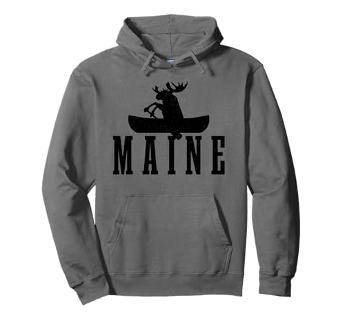 Maine Canoe Kayak Moose USA Souvenir Hoodie
