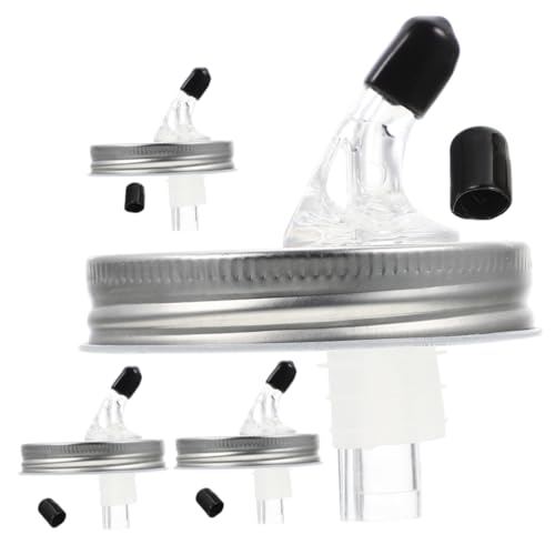 Cabilock 4 Sets Wine Dispenser Sip Spray Pour Steel Lid Dispensers Bottle Cocktail Covers for Spout Regular Kitchen Supplies Portable Stopper Acrylic Silver re-usable