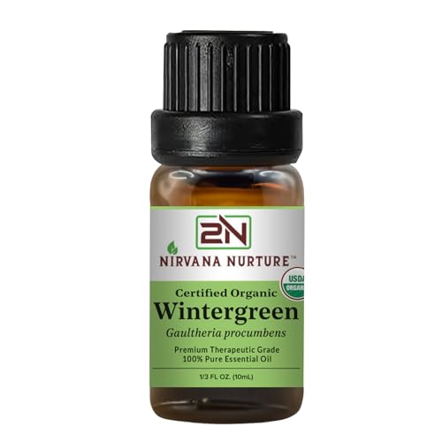 Nirvana Nurture Wintergreen Essential Oil USDA Certified Organic, 100% Pure Natural Premium Grade, Undiluted