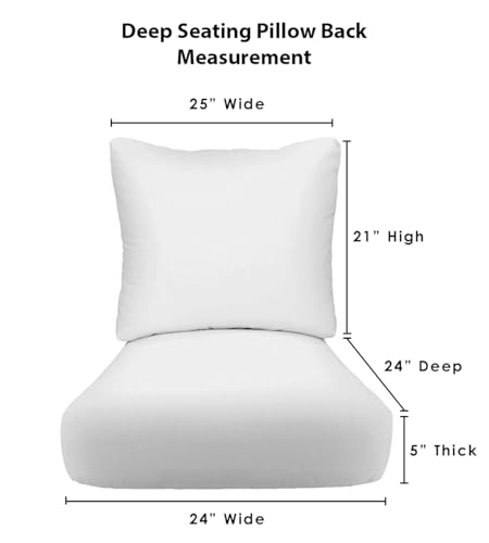 RSH DECOR: Deep Seating Cushion with Pillow Back | 24” x 24” Seat | All-Weather Spun Fabric | Water and Fade-Resistant | Outdoor Chair Cushion Set for Patio Furniture | Artistic Floral