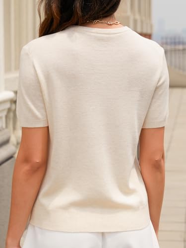 Image of DAIMIDY Womens Cotton Modal Short Sleeve Sweaters Summer Knit Tops | Breathable,Soft,Smooth Feel and Excellent Drape.Fit in Summer,Spring and Fall.