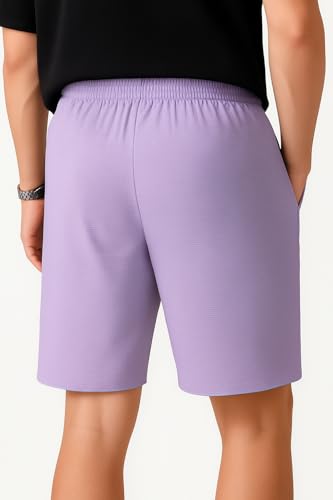 Image of Vogaan Men's Casual Slim Fit Shorts | Stylish Knee-Length Shorts with Elastic Waist | Summer Wear Short with Side Pockets for Gym Travel & Outdoor