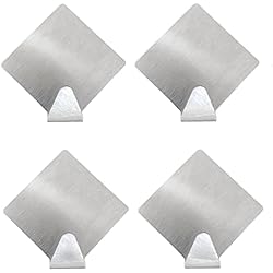 Perchero Madera Rombos AS ALTSOF Ganchos Adhesivos para Pared 4 Piezas, Ganchos para Colgar Acero Inoxidable, Soporte Toallero sin Taladro, Colgador para Baño, Cocina, Trapos, Toallas, Perchero (Rombos)