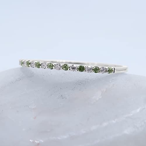 Dazzlingrock Collection Alternate Round Peridot & Diamond Stackable Wedding Band for Women in Solid Gold4