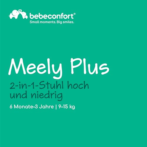 Bebeconfort Meely Plus, 2-u-1 stolica za bebe, 6 mjeseci - 3 godine, podstavljeni jastuci za visoku stolicu, lagana dječja stolica (4 kg), podesivi oslonac za noge i poslužavnik, podesivi naslon za leđa, tonirani grafit