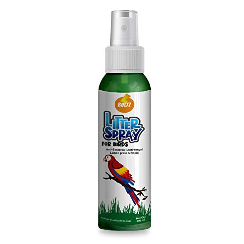 Boltz Bird Litter Spray 200 ml – Odour Remover & Cage Freshener for Birds | Antimicrobial Formula with Lemongrass Fragrance | Keeps Bird Cage Clean & Fresh, Easy Spray Use