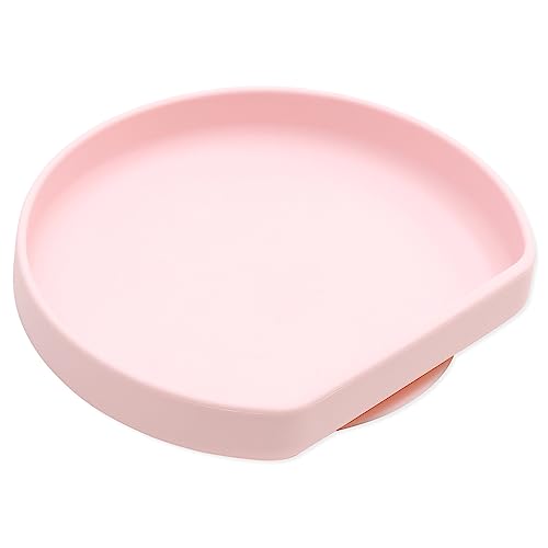 Image of Bumkins Toddler and Baby Suction Plate, Silicone Grip Plate for Babies and Kids, Baby Led Weaning, Children Feeding Supplies, Non Skid Sticky Bottom, Platinum Silicone, Ages 6 Months Up, Pink