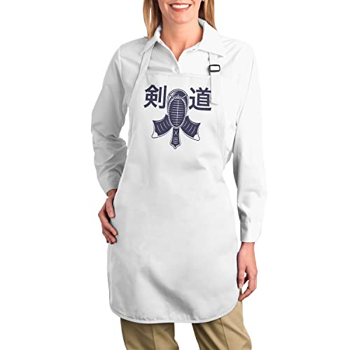 Tablier cuisine blanc Kendo anti-taches pour protéger vos vêtements avec le style samouraï