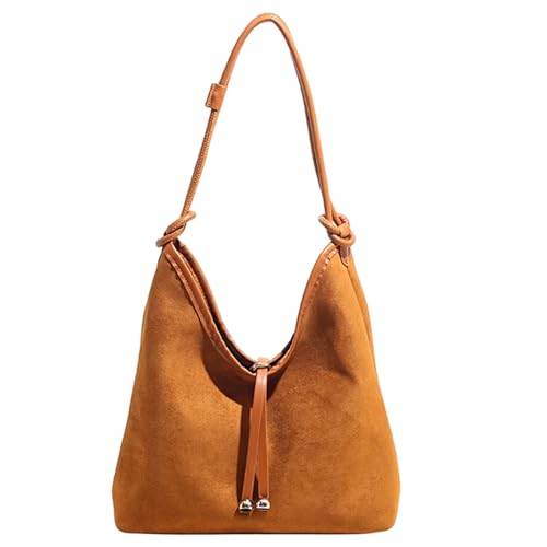 Sac fourre-tout en daim vintage grand sac bandoulière marron travail