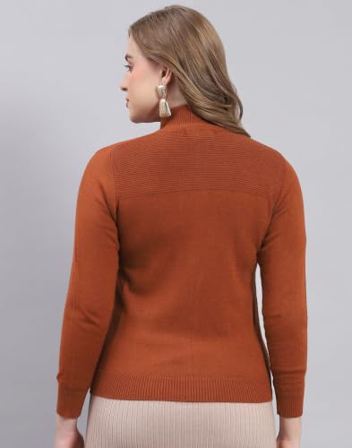 Image of Monte Carlo Women Regular Fit Full Sleeve Solid T Neck Winter Cardigan (Pack of 1)