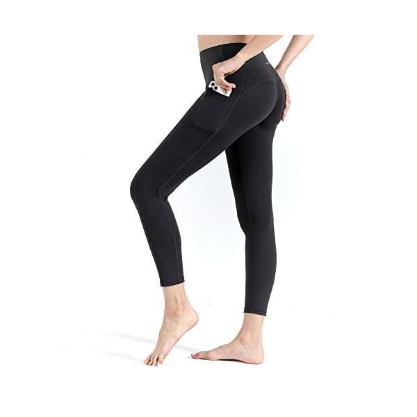 Foyo-peach-High-Waist-Yoga-Pants-with-Pockets-Tummy-Control-Workout-Running-Athletic-Yoga-Legging-for-Women Foyo peach Women's High Waisted Yoga Leggings with Pocket, Workout Sports Running Athletic Pants with Pocket Grey XL